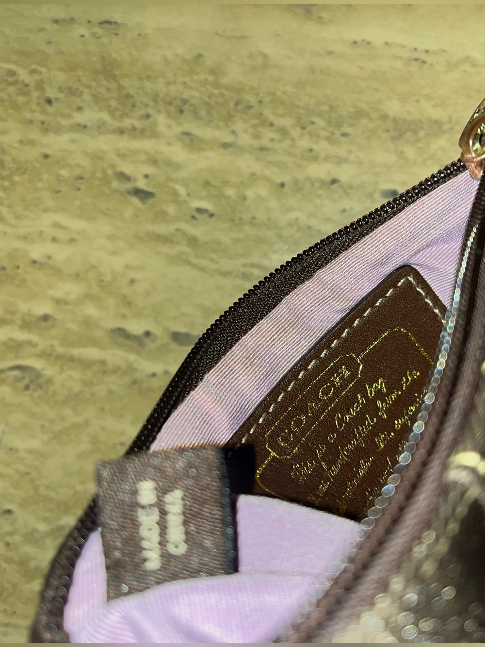 Coach Signature Canvas Brown Wristlet - Picture 8 of 11